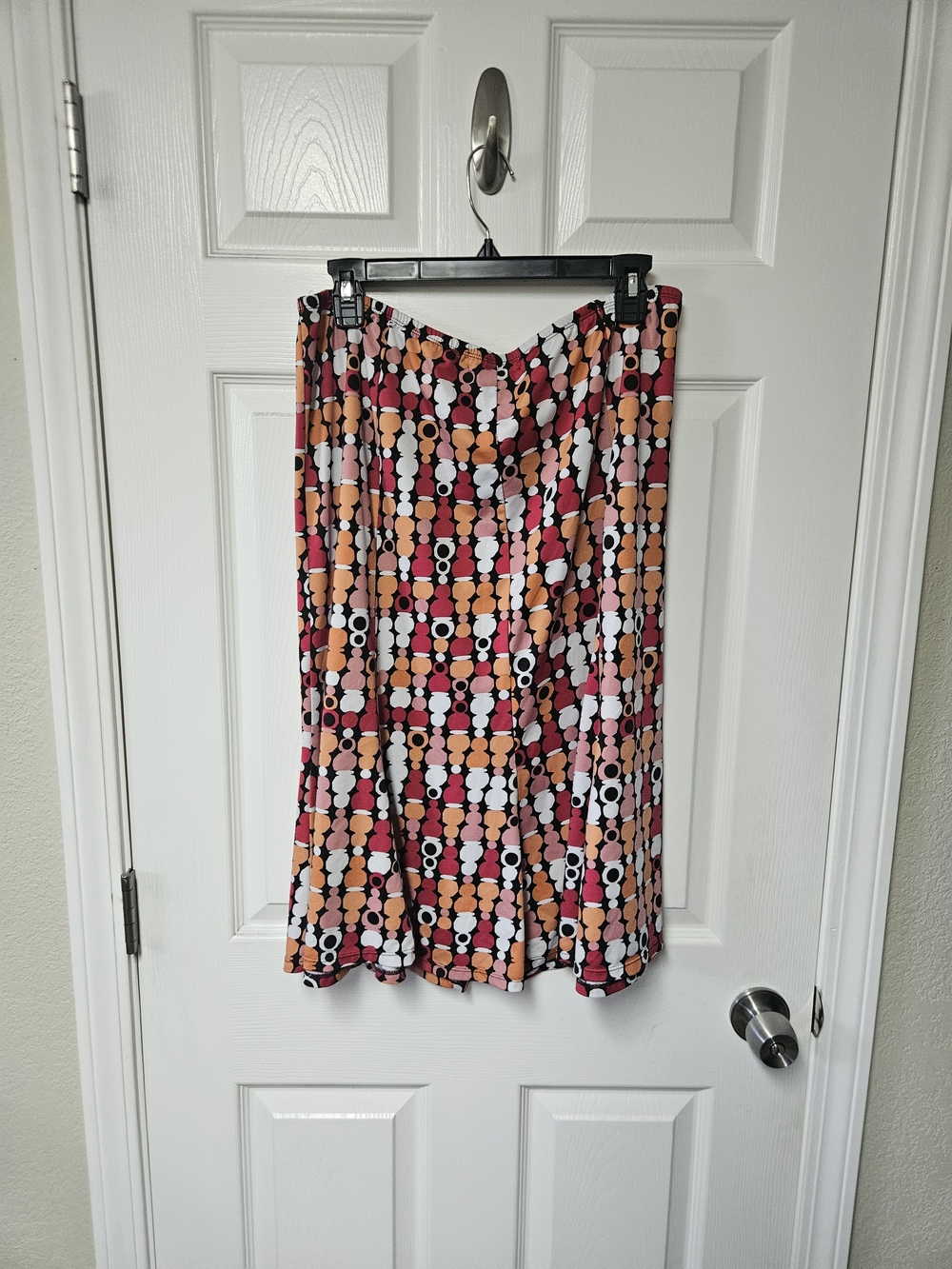 Notations Multicolor Circle Print Midi Skirt - Pink, Orange, White & Black - Picture 3 of 3
